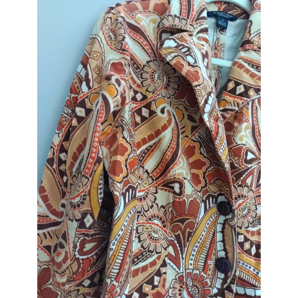 August Silk Brown Multicolor Pattern Corderoy Psy… - image 2